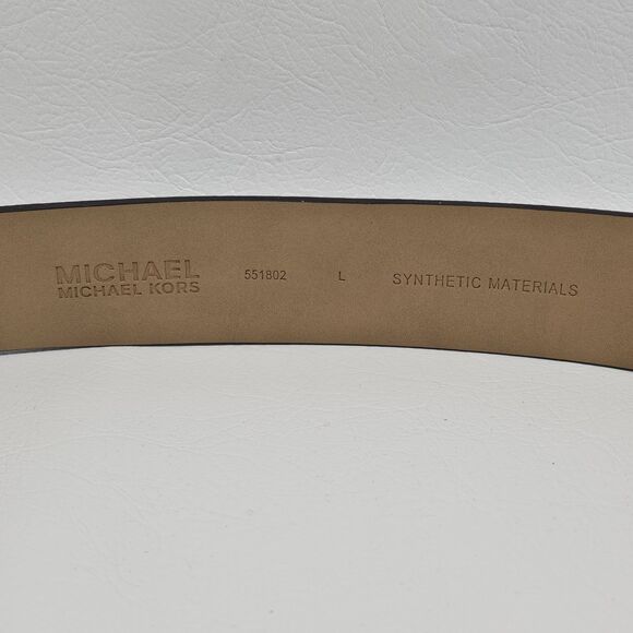 Michael Kors Signature Logo Belt Gold Buckle Gold Chain Gold MK Tag – Size L - Picture 5 of 6